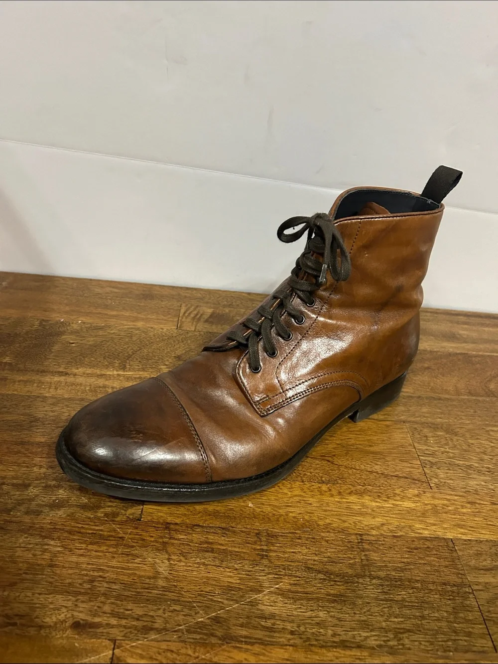 To Boot New York Adam Derrick Burkett Cognac Cap Toe Lace-Up Boot size 10 1/2